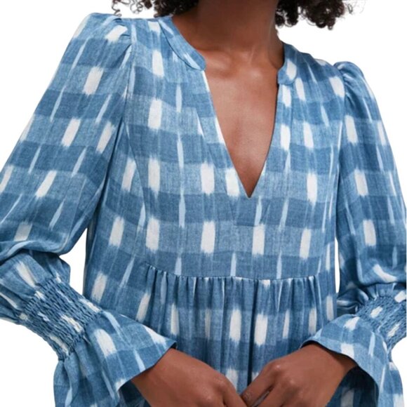 Tuckernuck NWT Pomander Place Blue Ikat Kenzo Ruffle Swing Dress Size M - Picture 9 of 14